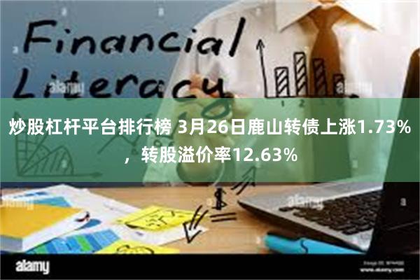 炒股杠杆平台排行榜 3月26日鹿山转债上涨1.73%，转股溢价率12.63%