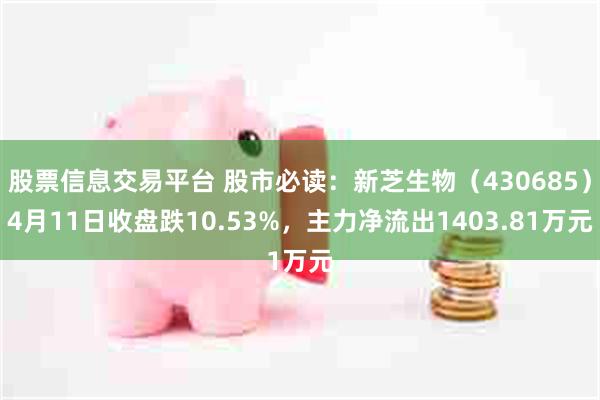 股票信息交易平台 股市必读：新芝生物（430685）4月11日收盘跌10.53%，主力净流出1403.81万元